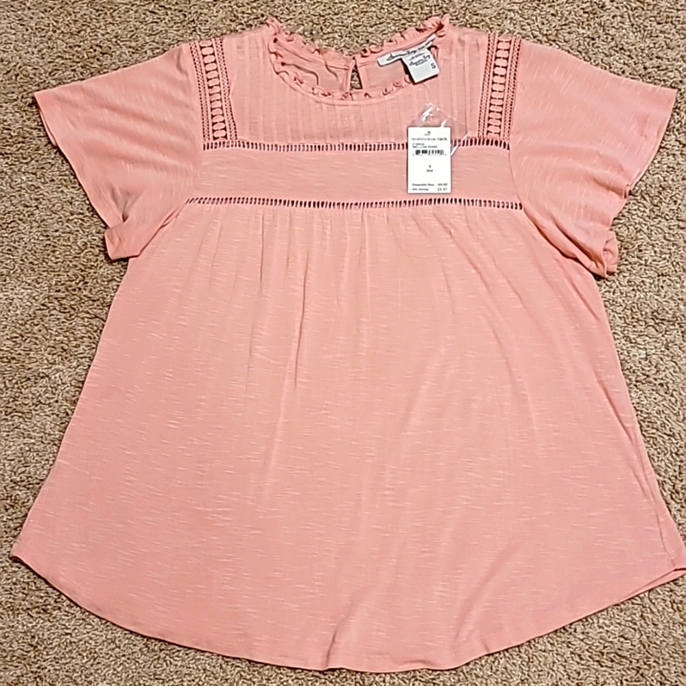 New American Rag Flutter Sleeve Mellow RoseTop sz - Small